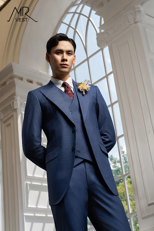 12.4 Am694 Áo Vest Xanh DƯƠng KẺ Caro ChÌm 2850k