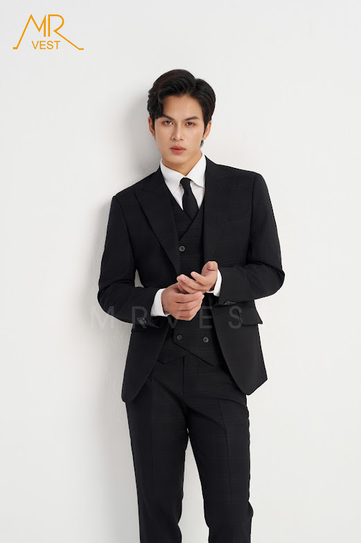 ÁO VEST ĐEN KẺ CARO - AVM674