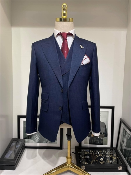 Áo vest xanh kẻ chìm New S