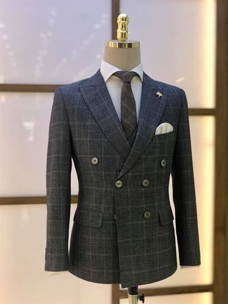 May đo quần vest caro đen xám