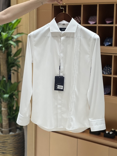 Pleated white shirt S