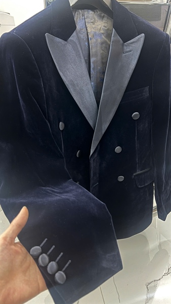 Purple blue velvet satin jacket
