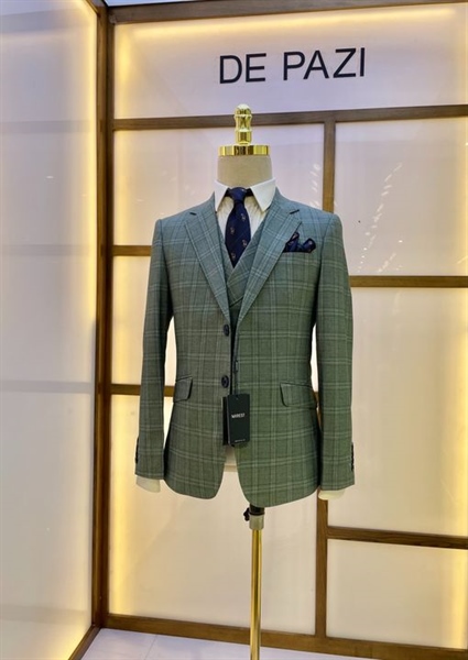 Áo vest caro xanh mint L