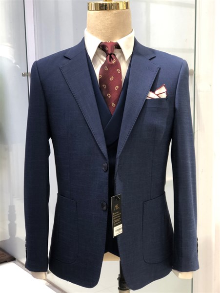 May đo áo vest xanh than kẻ rối