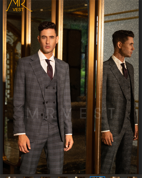 Notched lapel tartan gray jacket XL