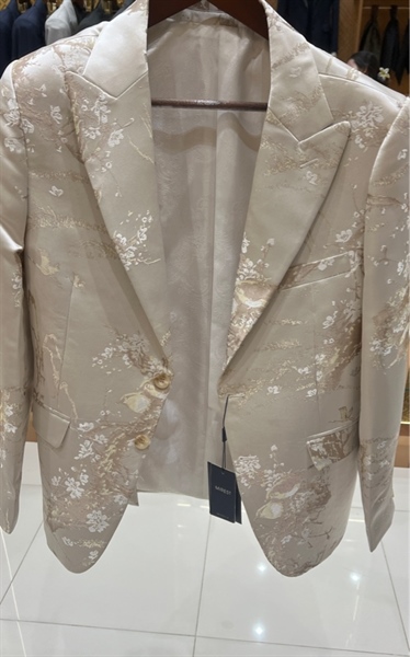 Brocade flower gold satin jacket