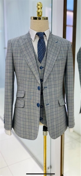 áo blazer ghi caro xanh L