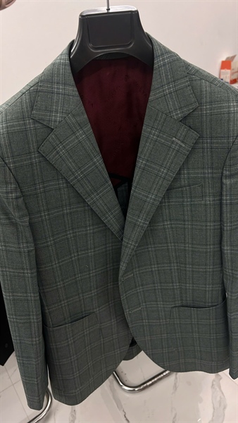 Green checkered blazer L