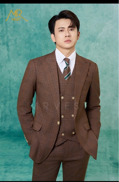 Peak lapel tartan Brown jacket S