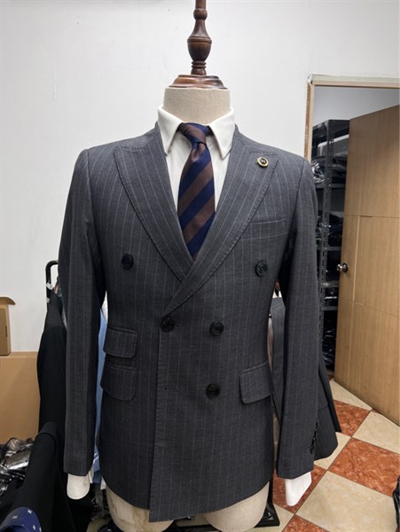Pinstripe dark gray vest