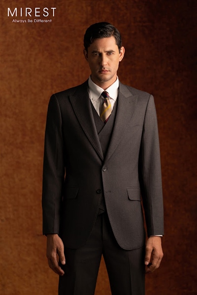 Peak lapel stripe herringbone jacket M