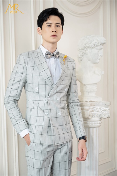 Áo vest caro ghi trắng GK L