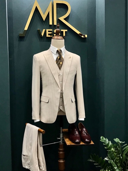 Áo vest be kẻ sọc xanh