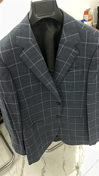 dark blue gray plaid blazer XL
