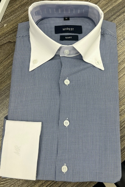 Button down blue hounds tooth shirt S