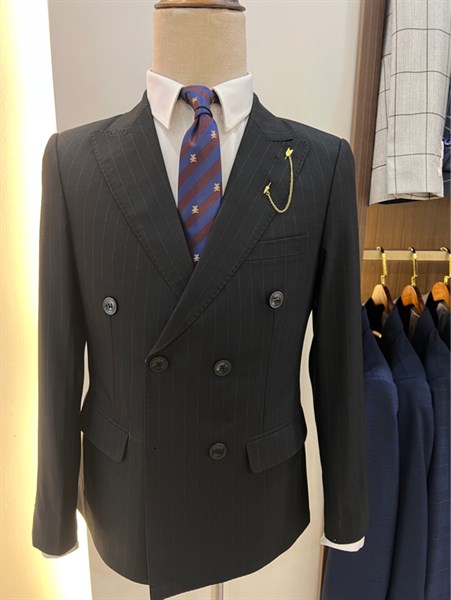 Pinstripe black vest
