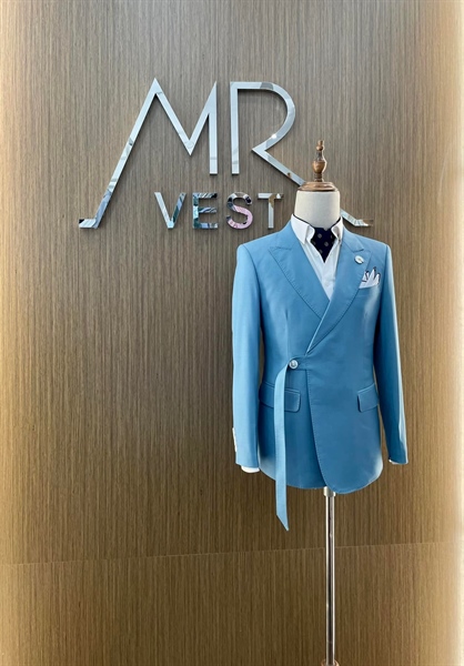 Áo vest xanh pastel có đai S