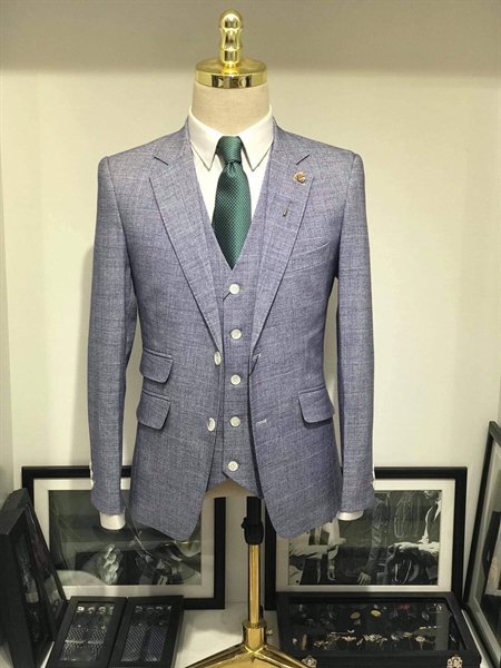 Áo vest xanh xám caro xước M