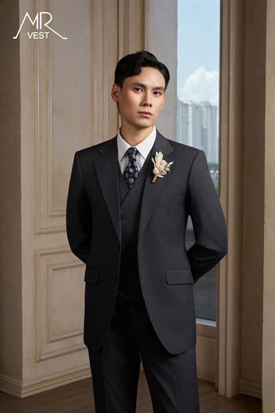 Peak lapel stripe herringbone jacket S