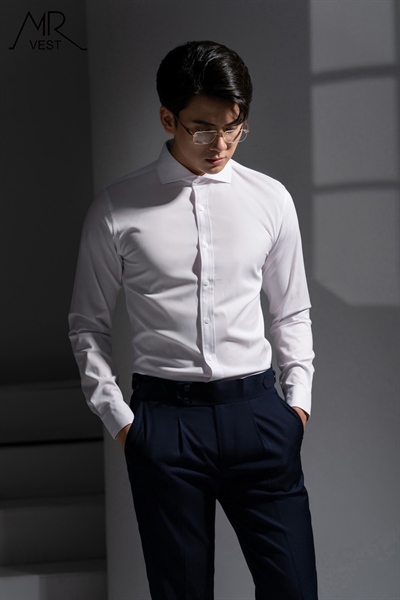 Cutaway stripe white shirt XXL