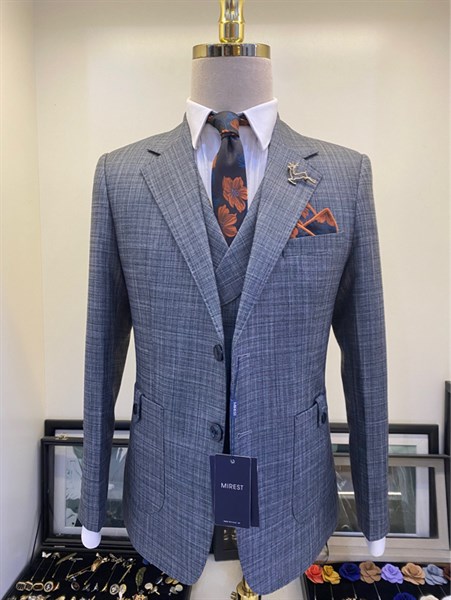 Áo vest ghi xước caro đen