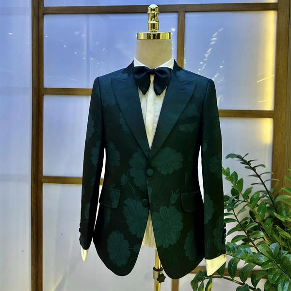 Brocade flower green jacket S