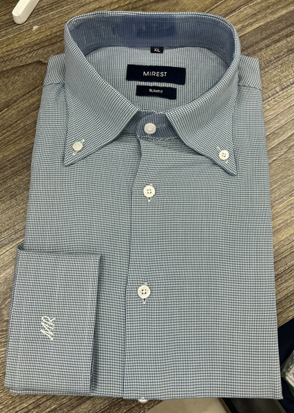 Button down gray blue hounds tooth shirt S