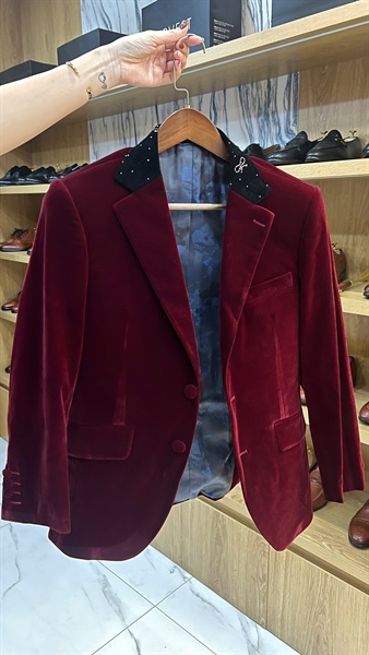 Bordeaux red velvet jacket