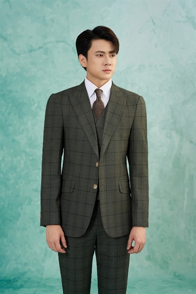 Plaid moss green vest S