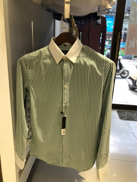Áo sơ mi dài tay kẻ xanh lá pha tay cổ size XXL