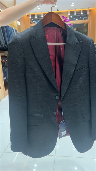 Peak lapel black glitter jacket M