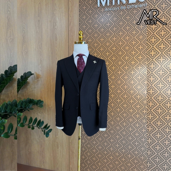 Black Suit Jacket with Subtle Pinstripes L