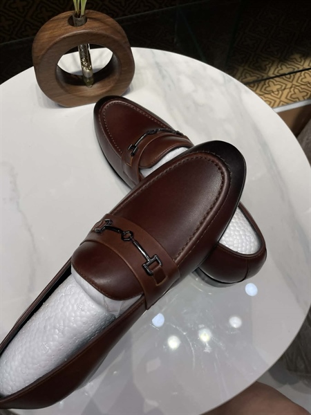 Giày lười nâu khóa đen - 41