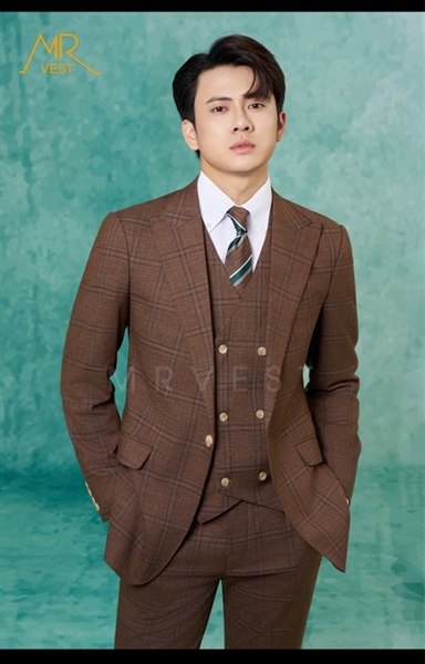Peak lapel tartan Brown jacket XXL