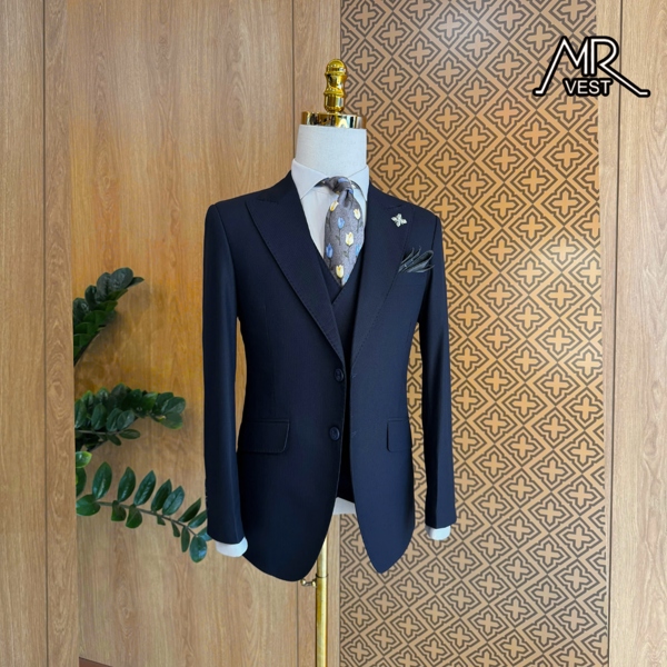 Blue Suit Jacket with Subtle Pattern M